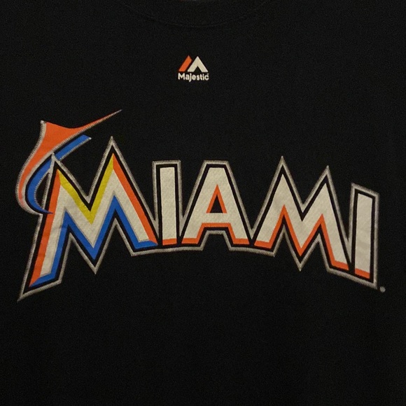 Majestic Miami Marlins Giancarlo Stanton Jersey T-Shirt Mens Size Medium 🔥 - Picture 4 of 5